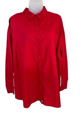 Old Navy Red Big Shirt Long Sleeve Cotton Size Large